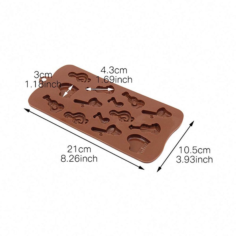 HiParty 2Pcs Musical Instrument Silicone Chocolate Mold Music Note Bass Guitar Piano Saxophone Shape Candy Mini Soap Crayon Melt Mould Ice Cube Trays - Image 3